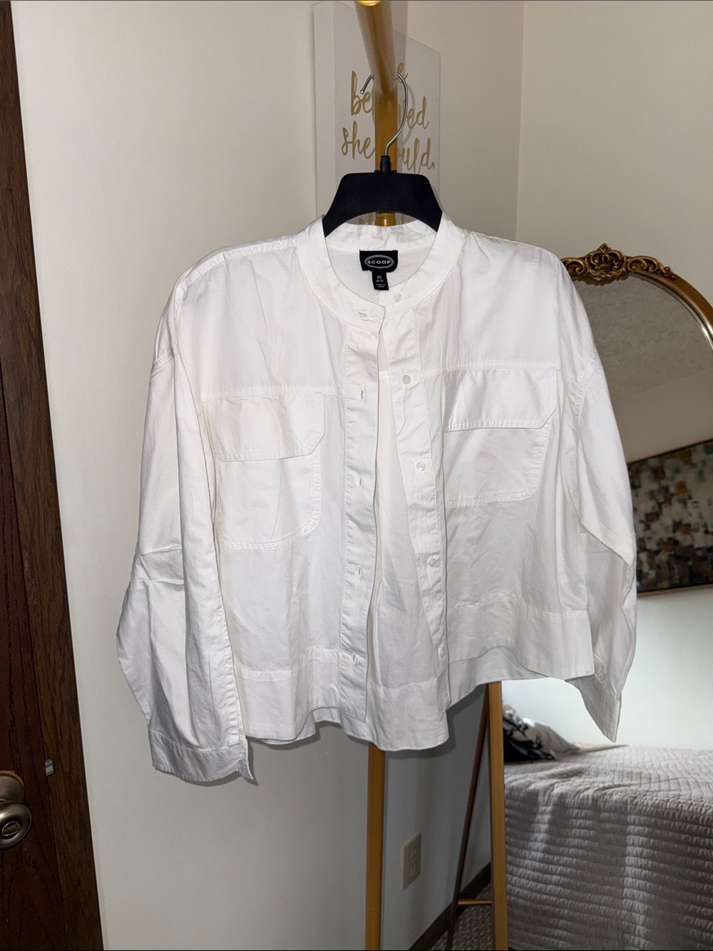 Eileen Fisher White Cotton Boxy Button-Front